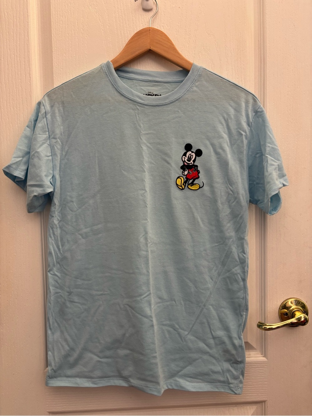 Disney Light Blue Short Sleeve Tee with Small Mickey Patch